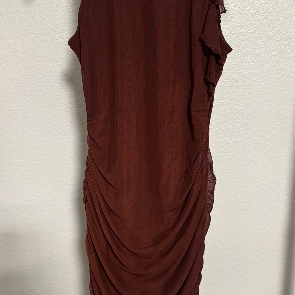 Oh Polly Asymmetrical Brown Dress